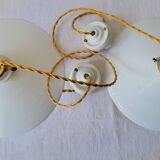 Duo of white opaline pendant lights
