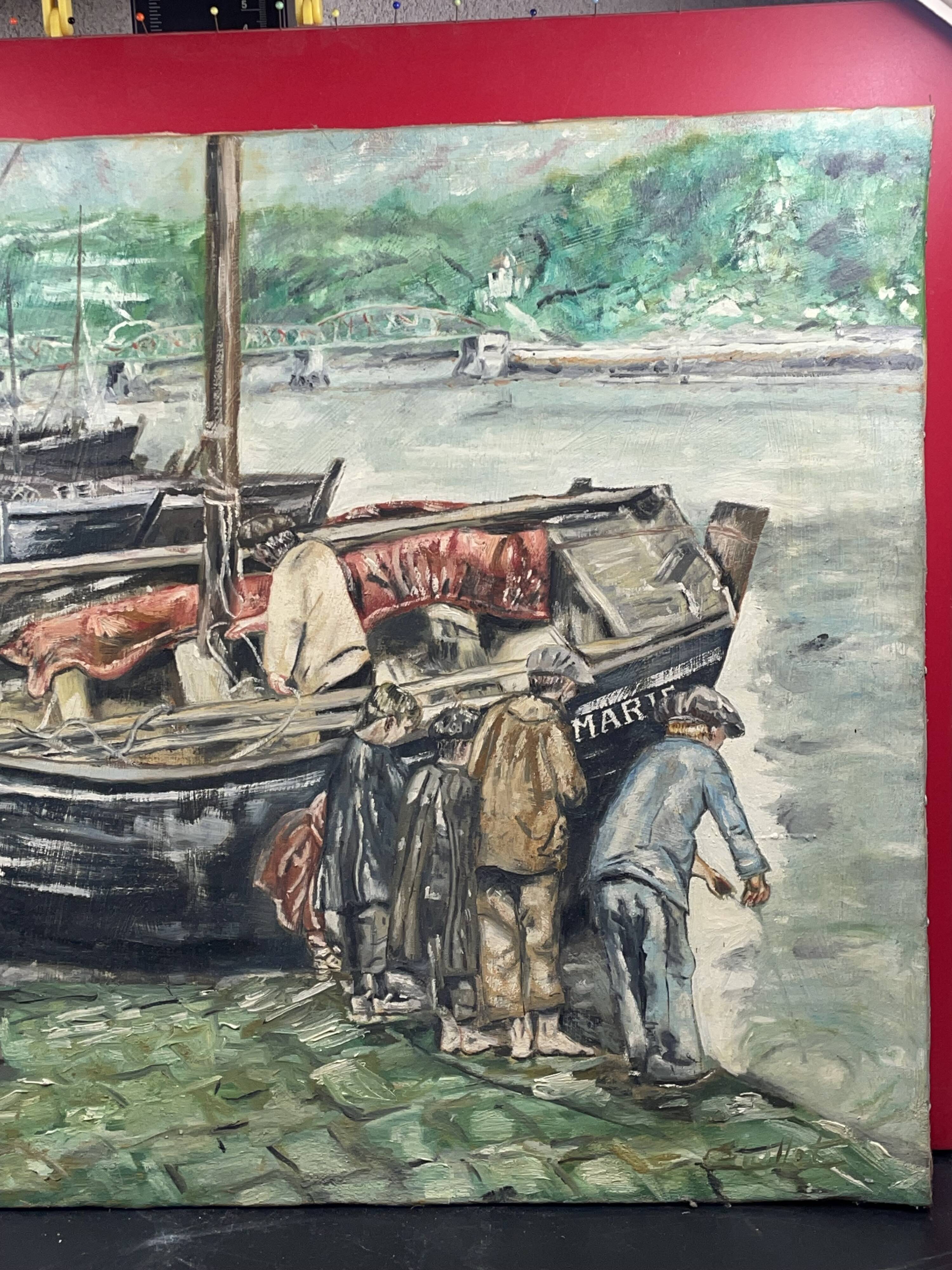 old marine, oil on canvas, M. Guillet! Audierne around the Agres