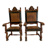 Pair of armchairs Spanish Renaissance style