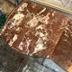 Table double plateau marbre bordeaux et pied acier