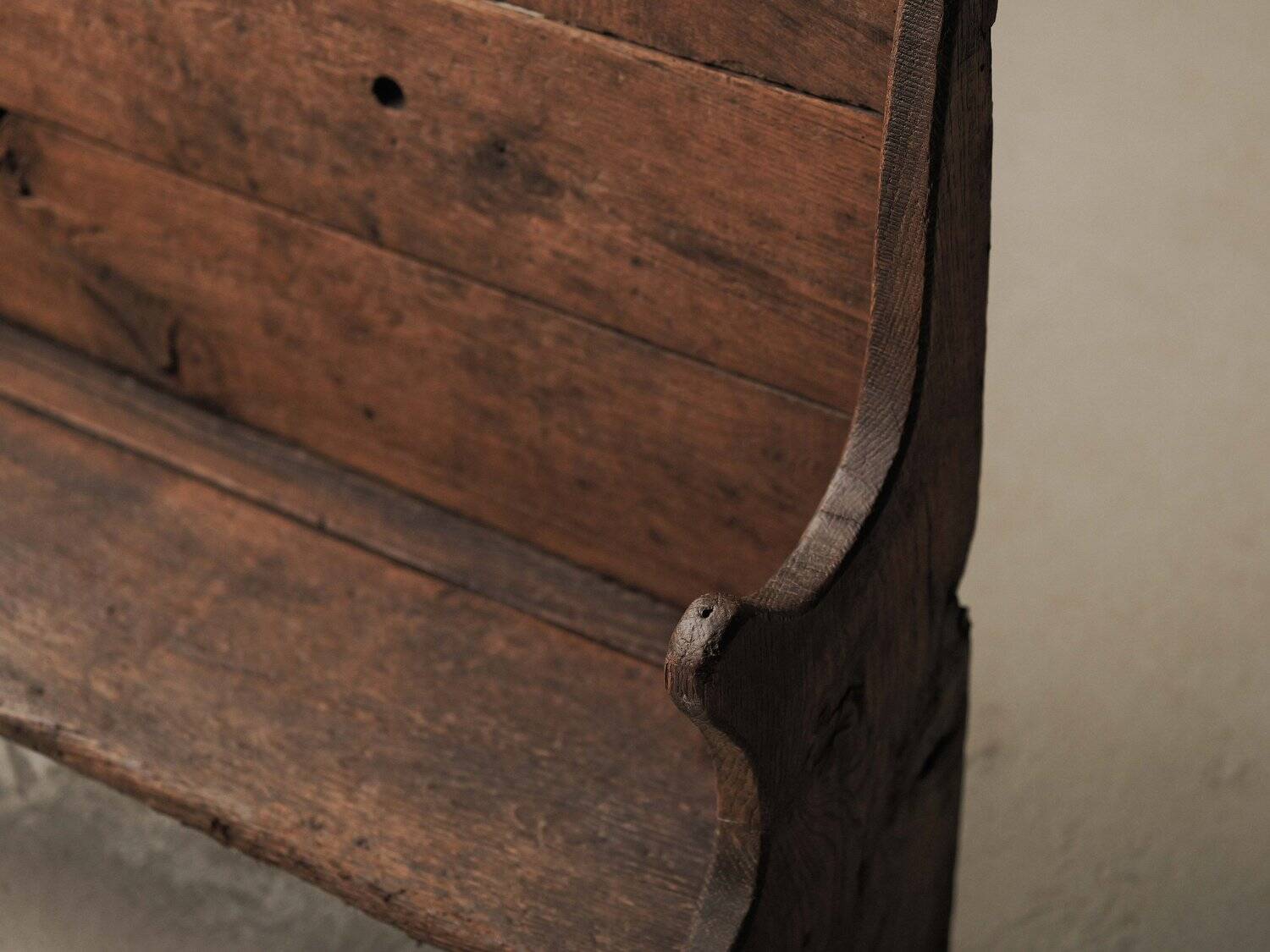 Farm bench in solid wood, Art-Populaire, 19th century