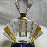 Empty art deco perfume bottle in amber crystal