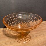 cut on vintage pedestal in tinted crystalline glass signed Vercapel