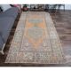 Vintage Turkish Oushak Handmade Orange Wool Rug 139x259