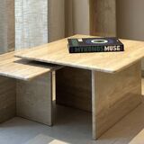 Square nesting table 100% TRAVERTIN
