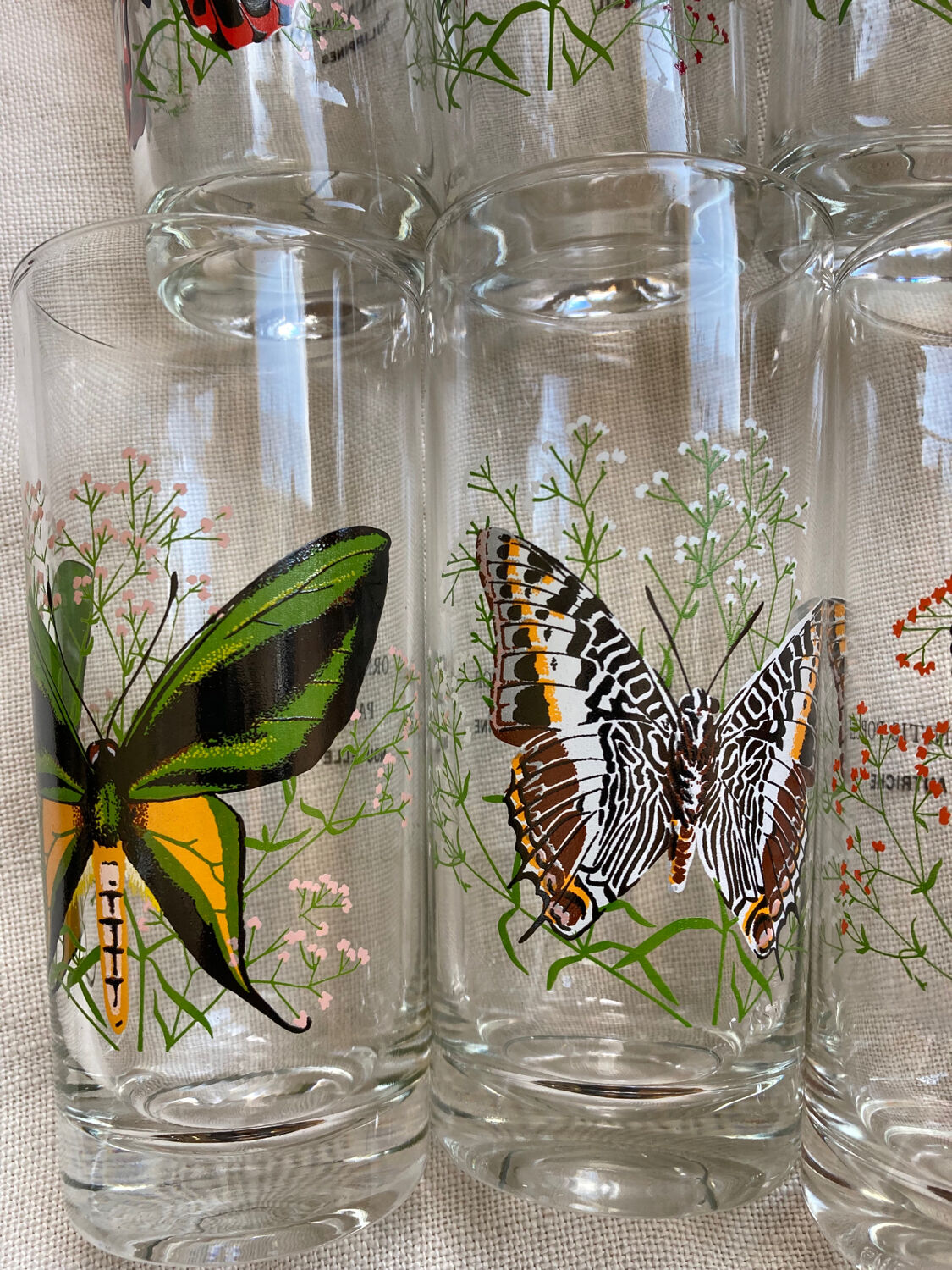 Vintage butterfly orangeade glasses