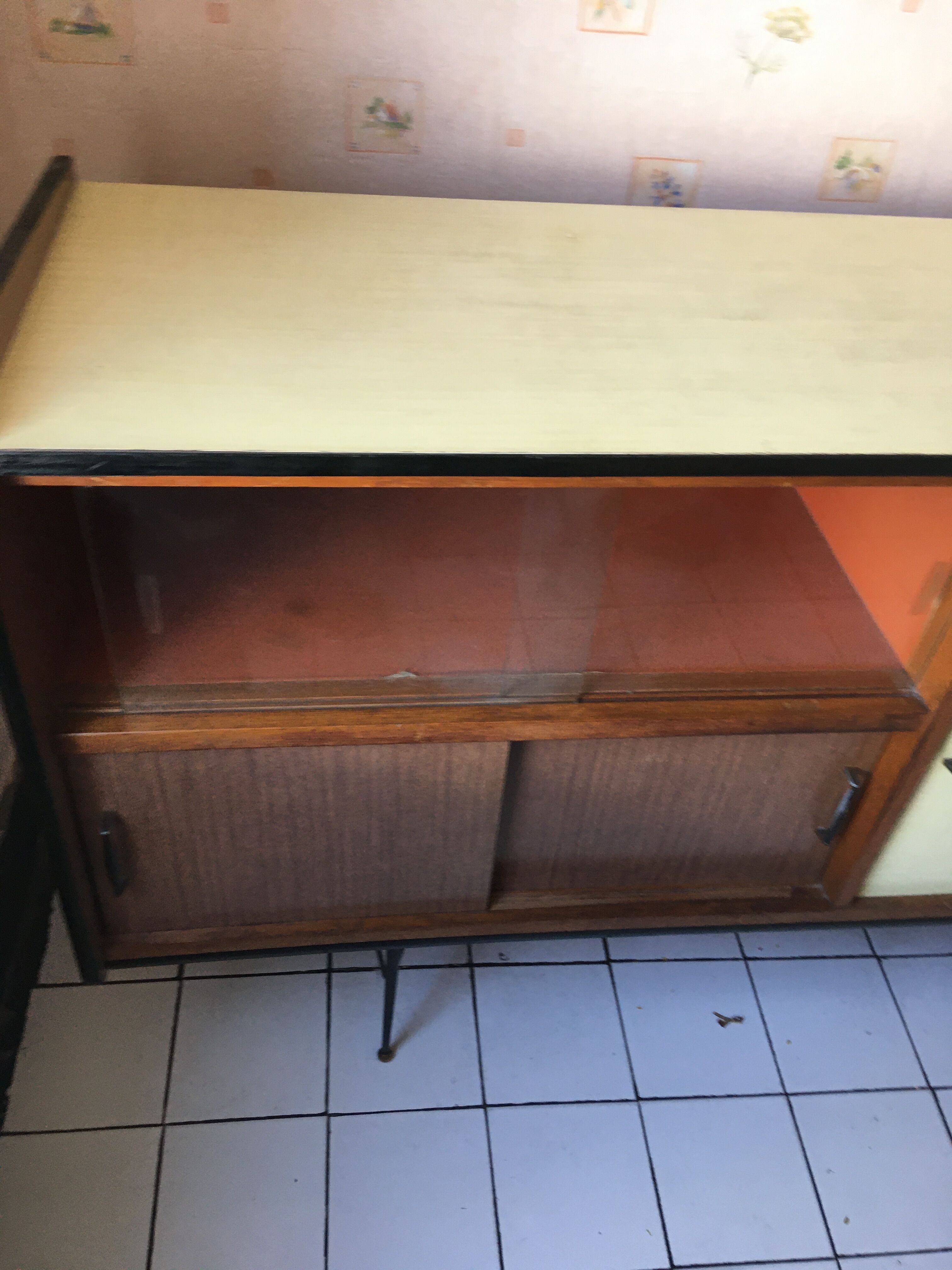 Yellow formica sideboard