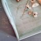 Presentation tray in old wood renovated blue with handles