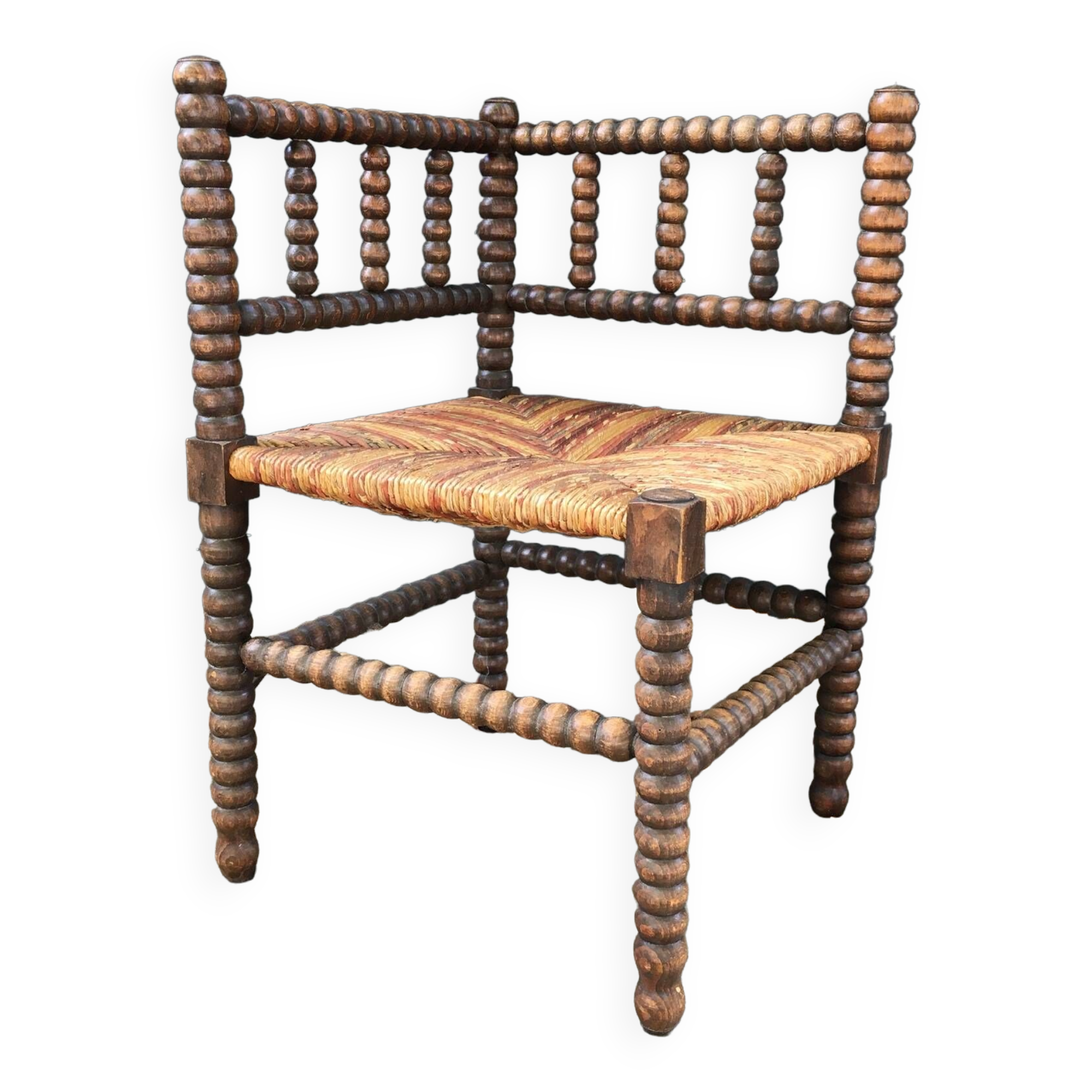 Pearl Turned Wood Corner Chair