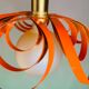 French modern orange metal ribbon lamp