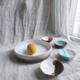 Large dish in white ceramic and earth