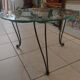 Table basse fer forgé et verre de 1960