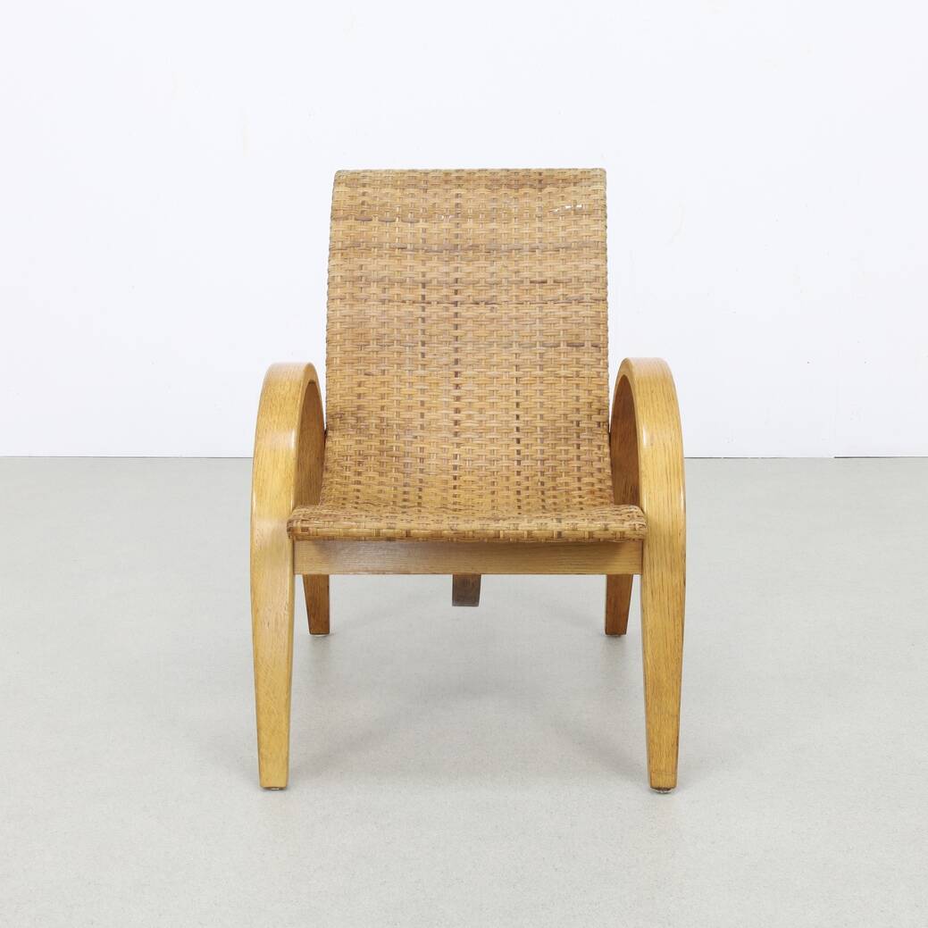 Rare Lounge Chair in Cane and Wood, 1960s