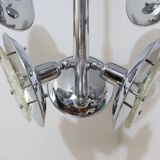 Esperia chandelier 1970s, chrome and Murano glass, 6 arms adjustable