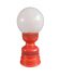 Vintage globe lamp with a metal base, perforated and lacquered in red.