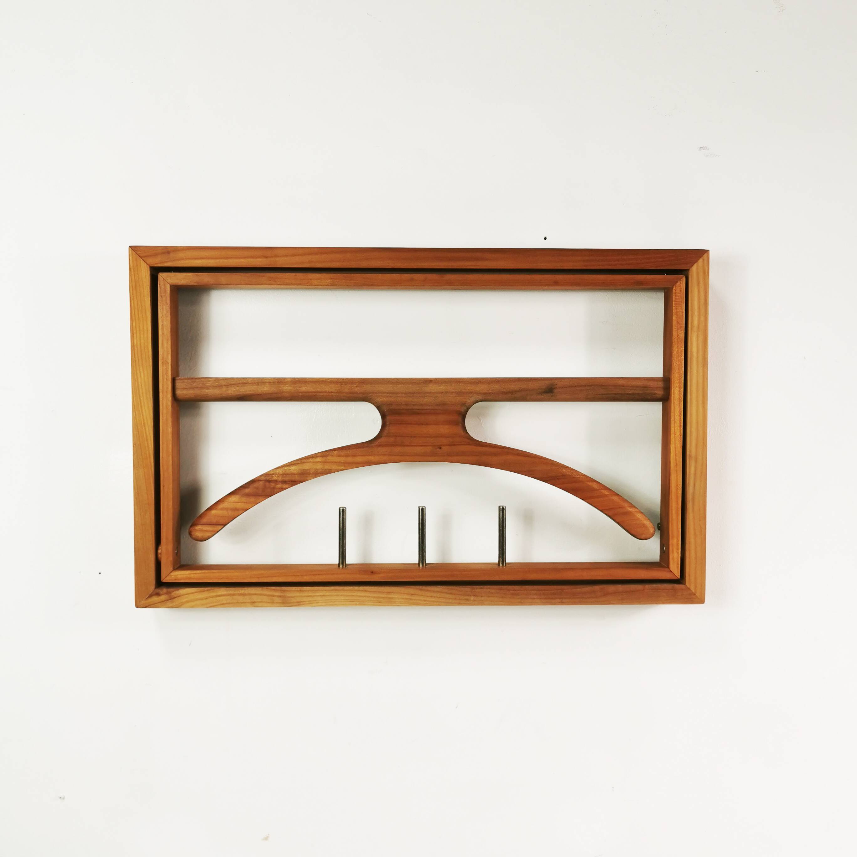 Modernist extendable wall coat rack, Denmark 1970s.
