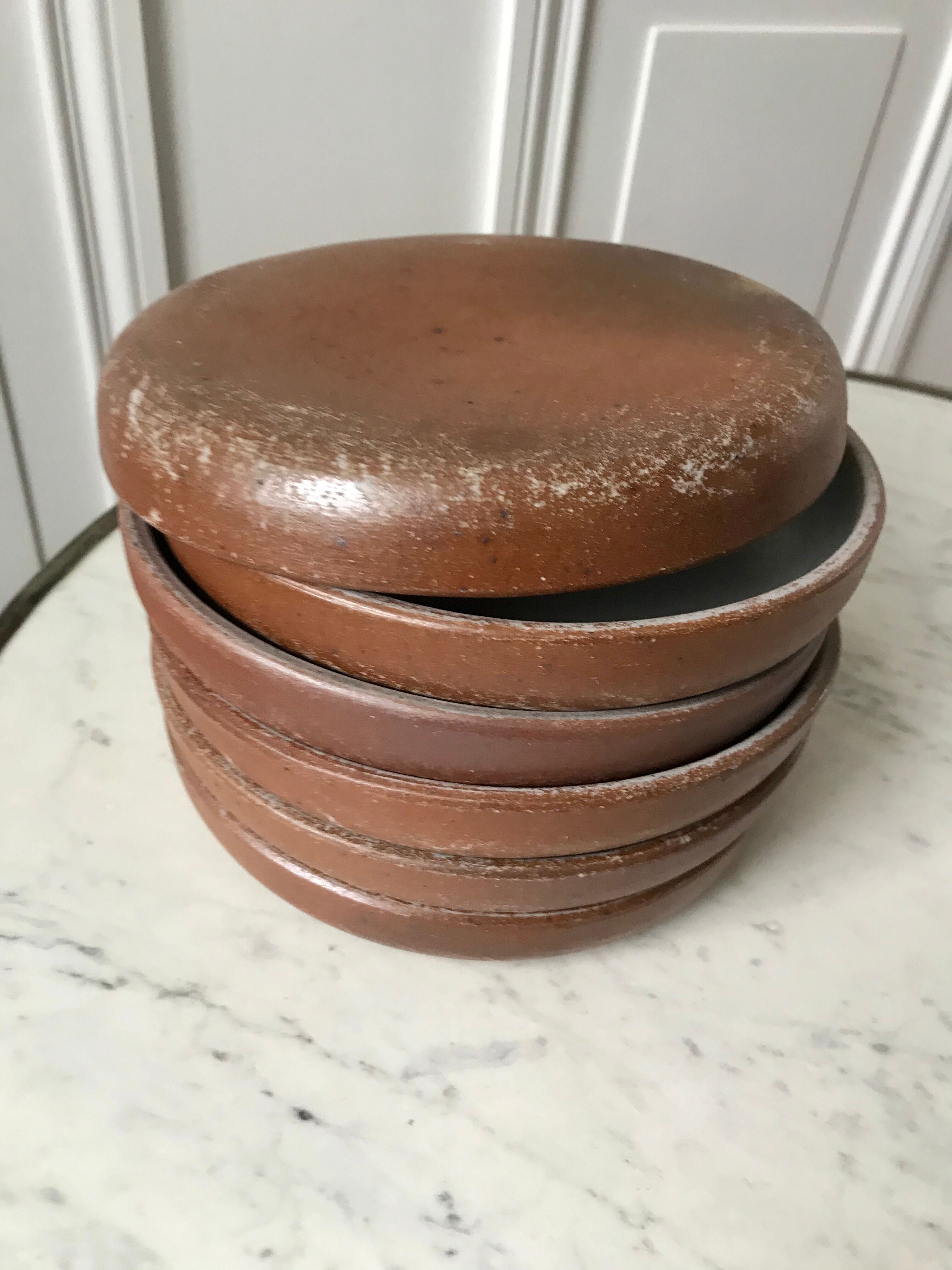Set of 6 dessert plates in glazed stoneware 60s-70s