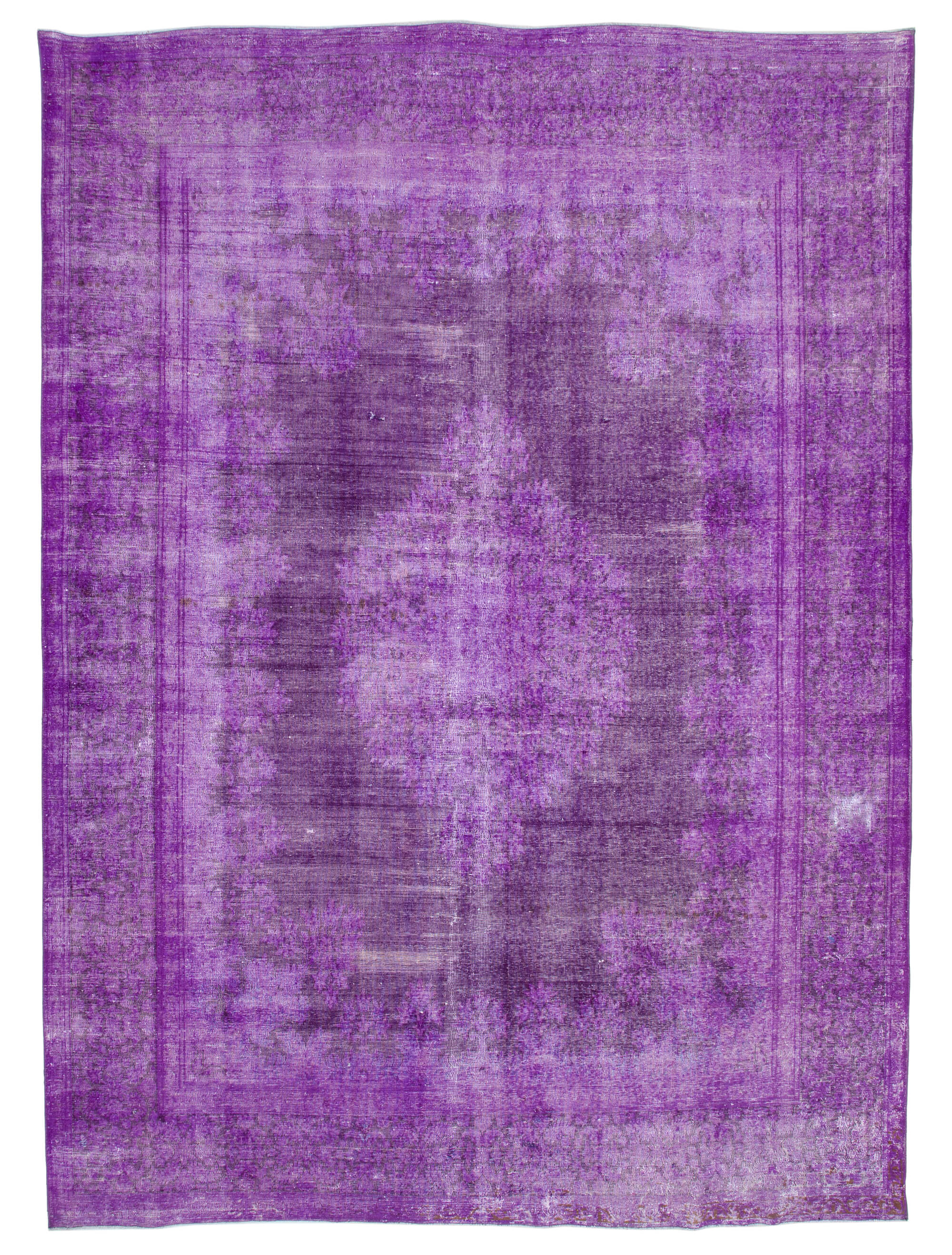 Handmade persian overdyed 292 cm x 401 cm purple wool rug