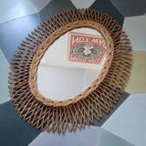 Oval rattan mirror