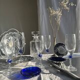 Set of 5 blue ball champagne flutes