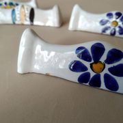 8 porte-couteaux en terre cuite céramique artisanale vintage