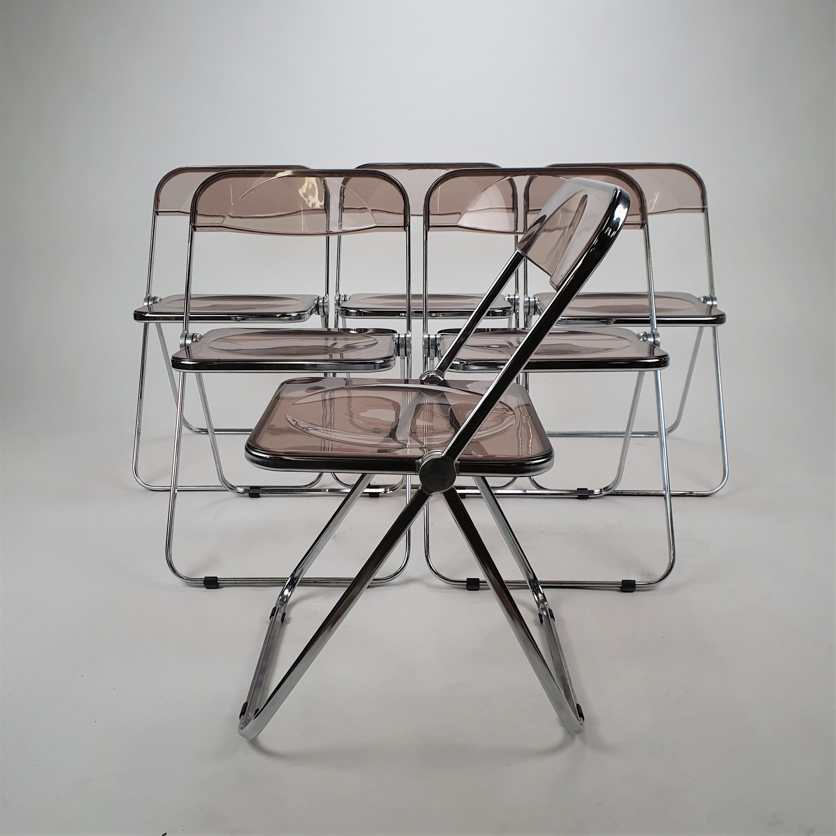 Set of 6 plia folding chairs by Giancarlo Piretti ed. Castelli, 1970s
