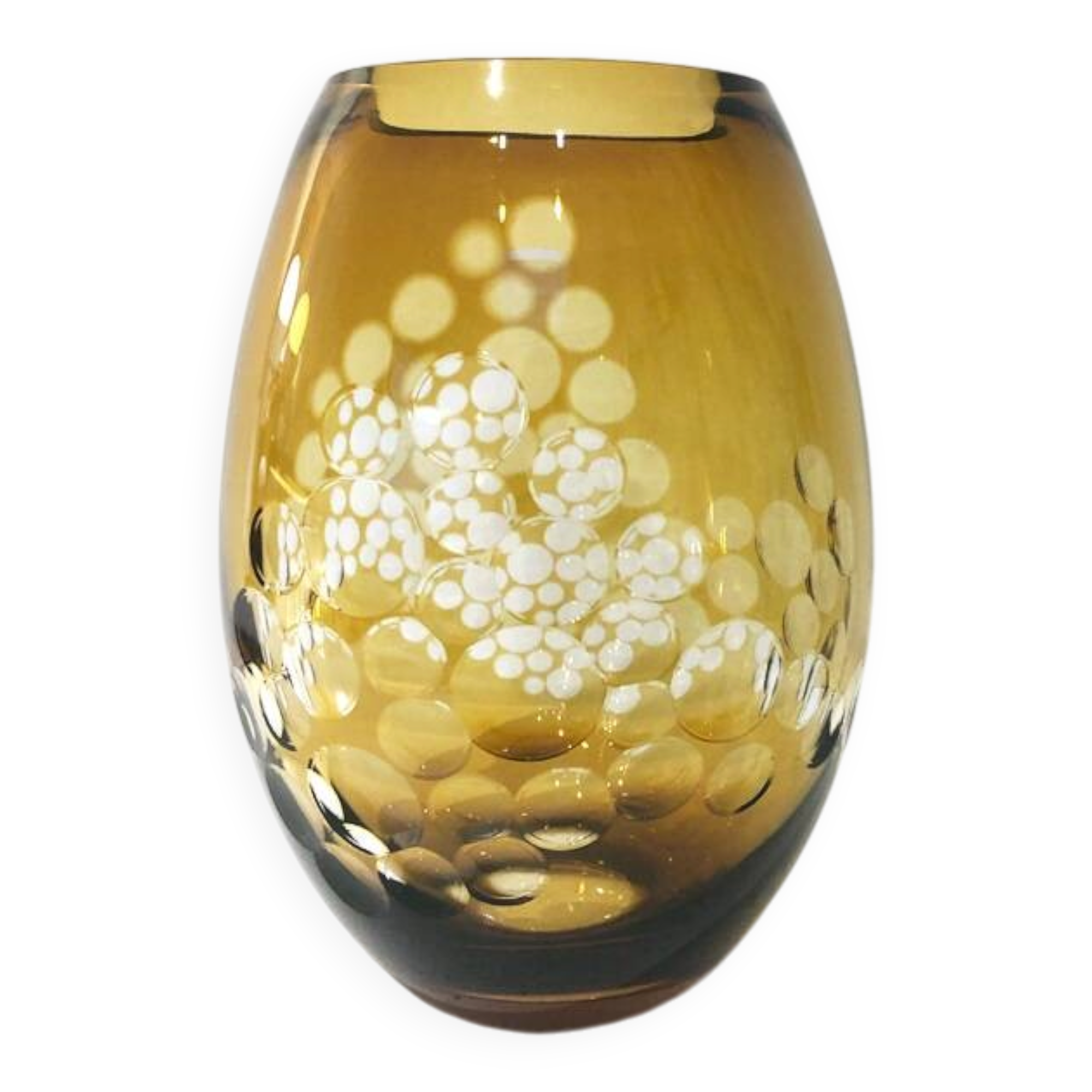 Cut crystal vase in smoky amber, attributed to Borské Sklo – Czechoslovakia