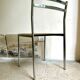 Chair in chrome metal, black wood and canework