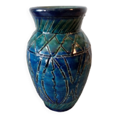 Superb vase in vintage blue ceramic bitossi in rimini