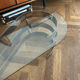 70s oval design coffee table in glass with chrome legs