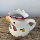 Ceramic rooster pitcher decorated with vintage flowers