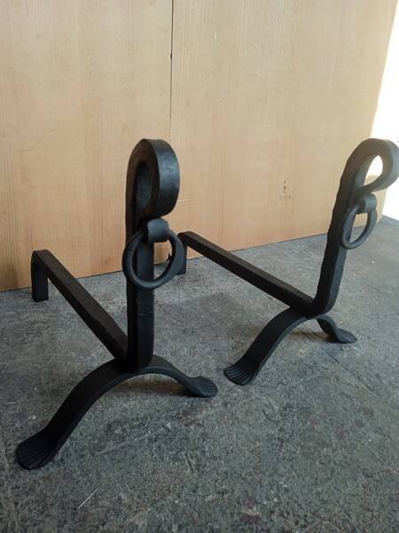 Pair of modernist andirons from the 1930s/40s