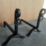 Pair of modernist andirons from the 1930s/40s