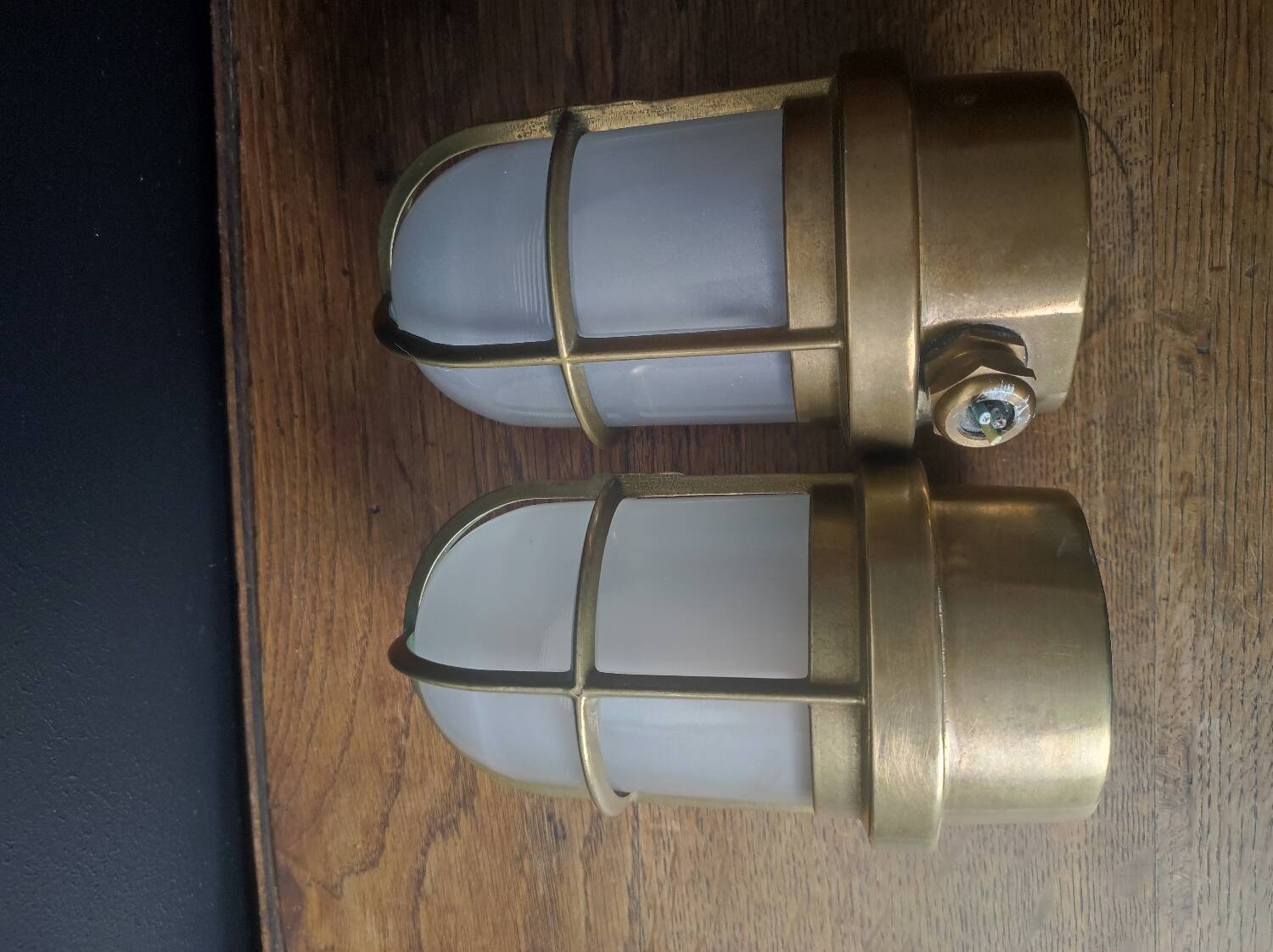 Pair of antique boat wall lights