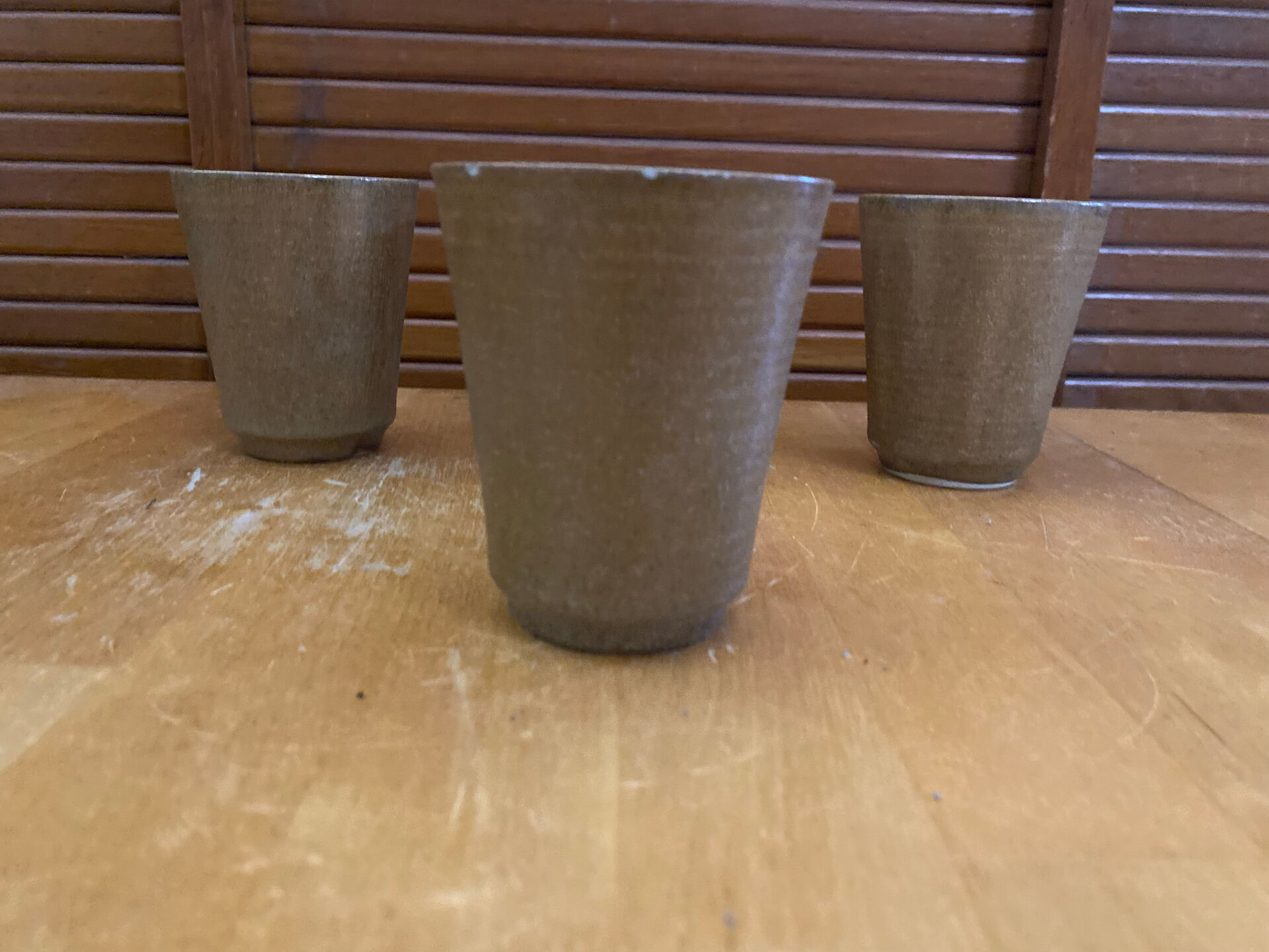 Série de 4 tasses gobelets digoin grès beige made in france vintage #e