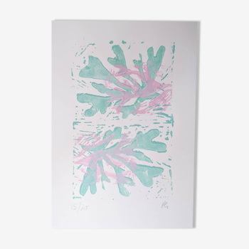 Illustration Turquoise Pinky Seaweed Splashes