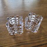 Pair of faceted glass tealight candle holders