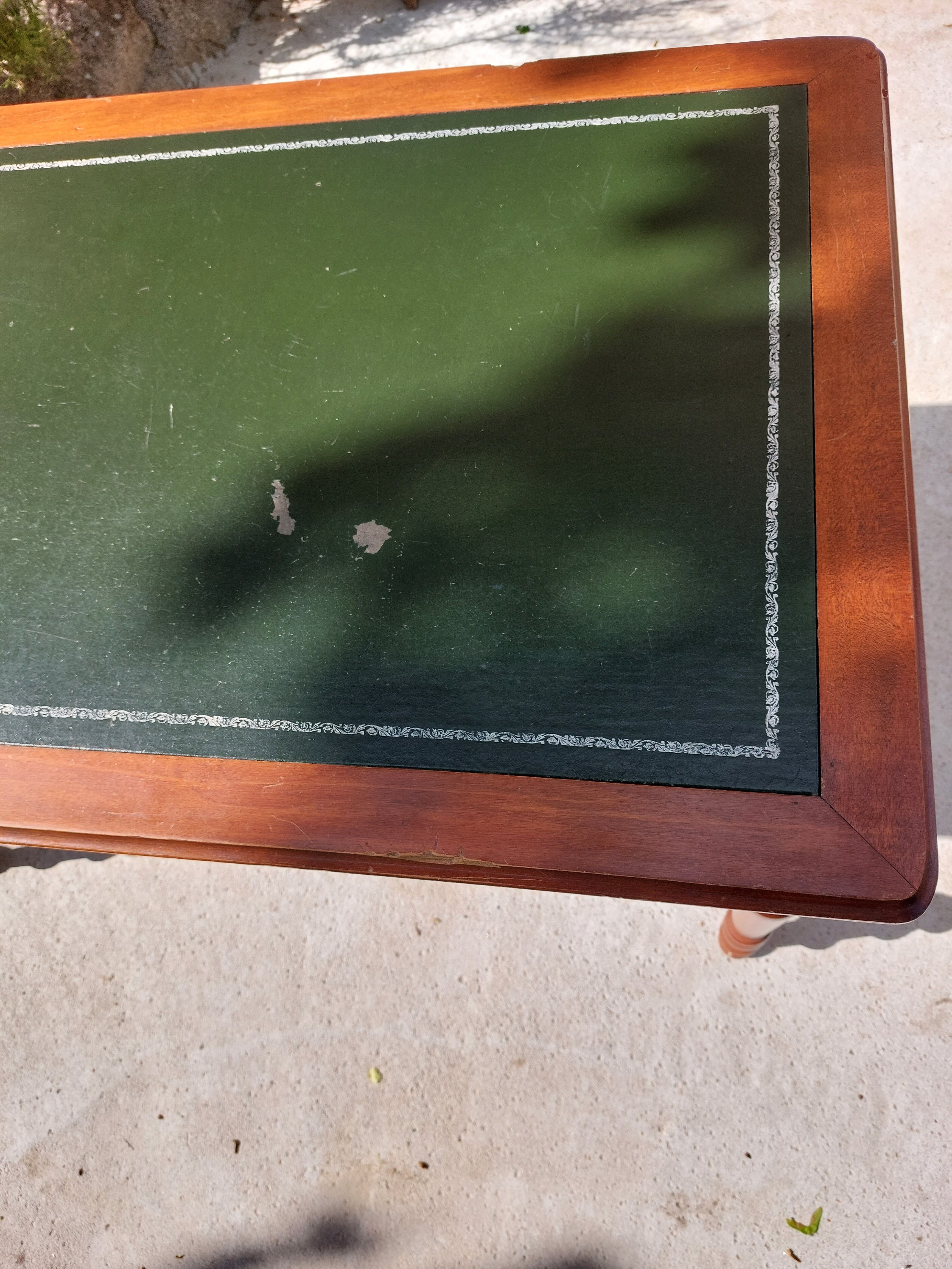 Desk green leather top