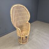 Vintage wicker peacock chair, 1970s