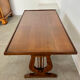 Old rectangular wood coffee table with lyre side posts