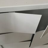 Modernist wall lamp with white metal shade, design by C. Grandidier.