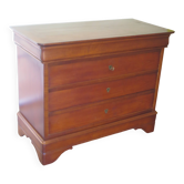 Belle commode Louis Philippe à doucine 4 tiroirs - 3 serrures - en merisier - années 80