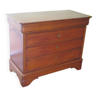 Beautiful Louis Philippe chest of drawers with 4 drawers - 3 locks - in cherry wood - 1980s
