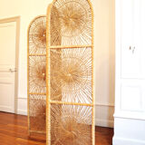 Rattan peacock screen