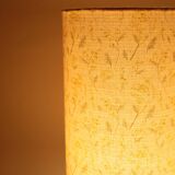 Table lamp, vase base with geometric handles and printed lampshade