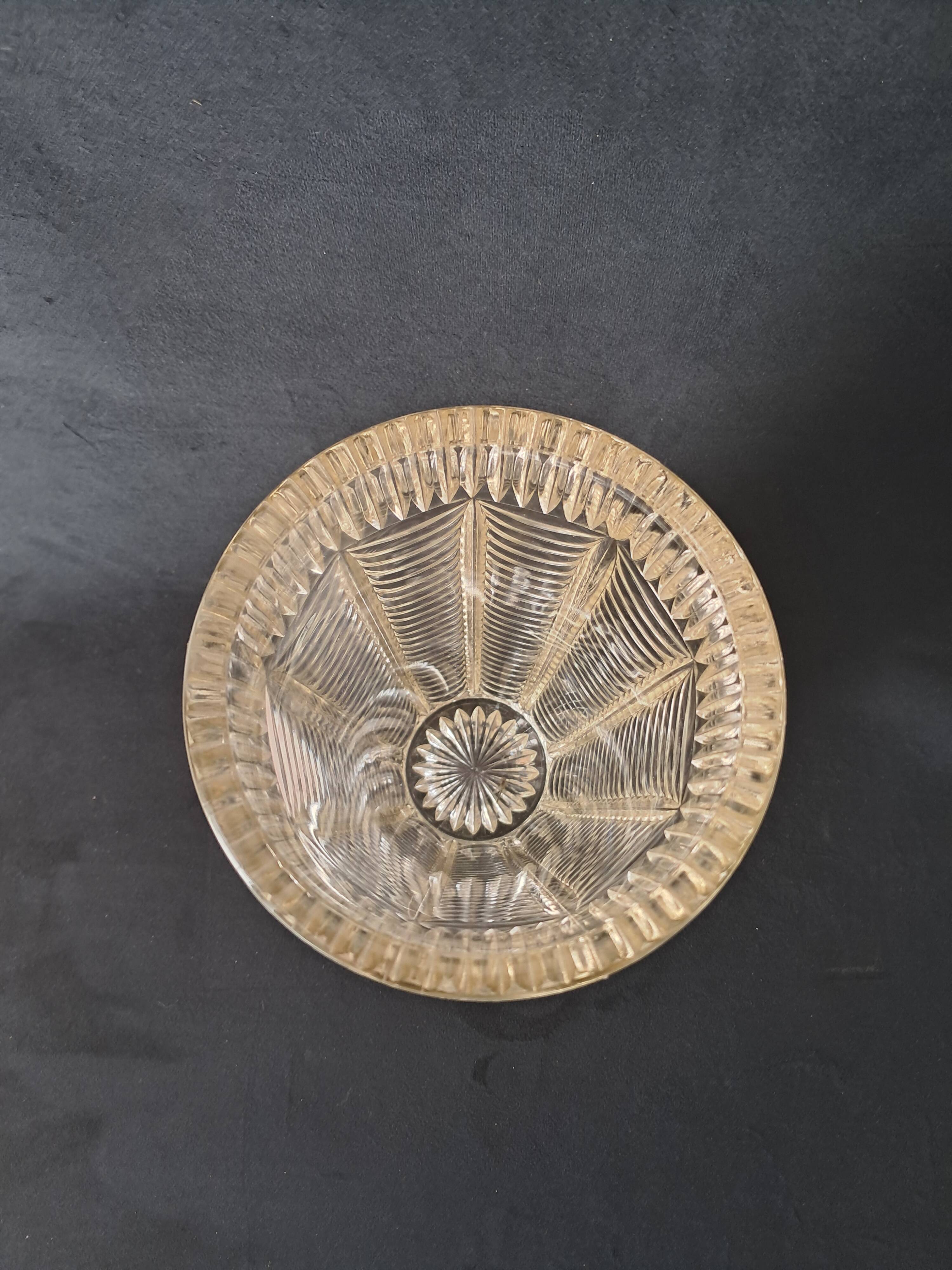 Large Art Deco Style Clear Pressed Glass Vase