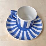 Vintage fox trott coffee cup sarreguemines, art deco striped service.