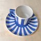 Vintage fox trott coffee cup sarreguemines, art deco striped service.