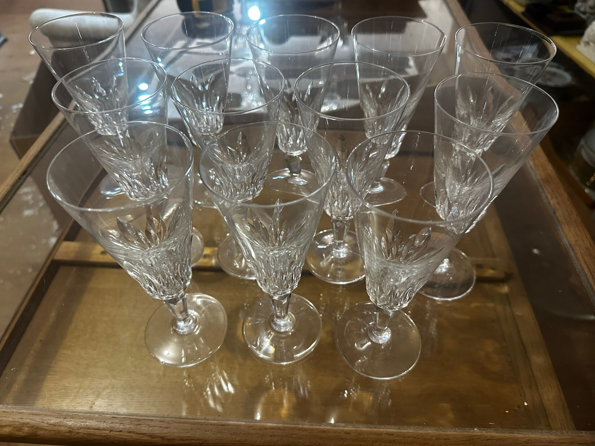 12 Baccarat champagne flutes model Carcassonne - stamped
