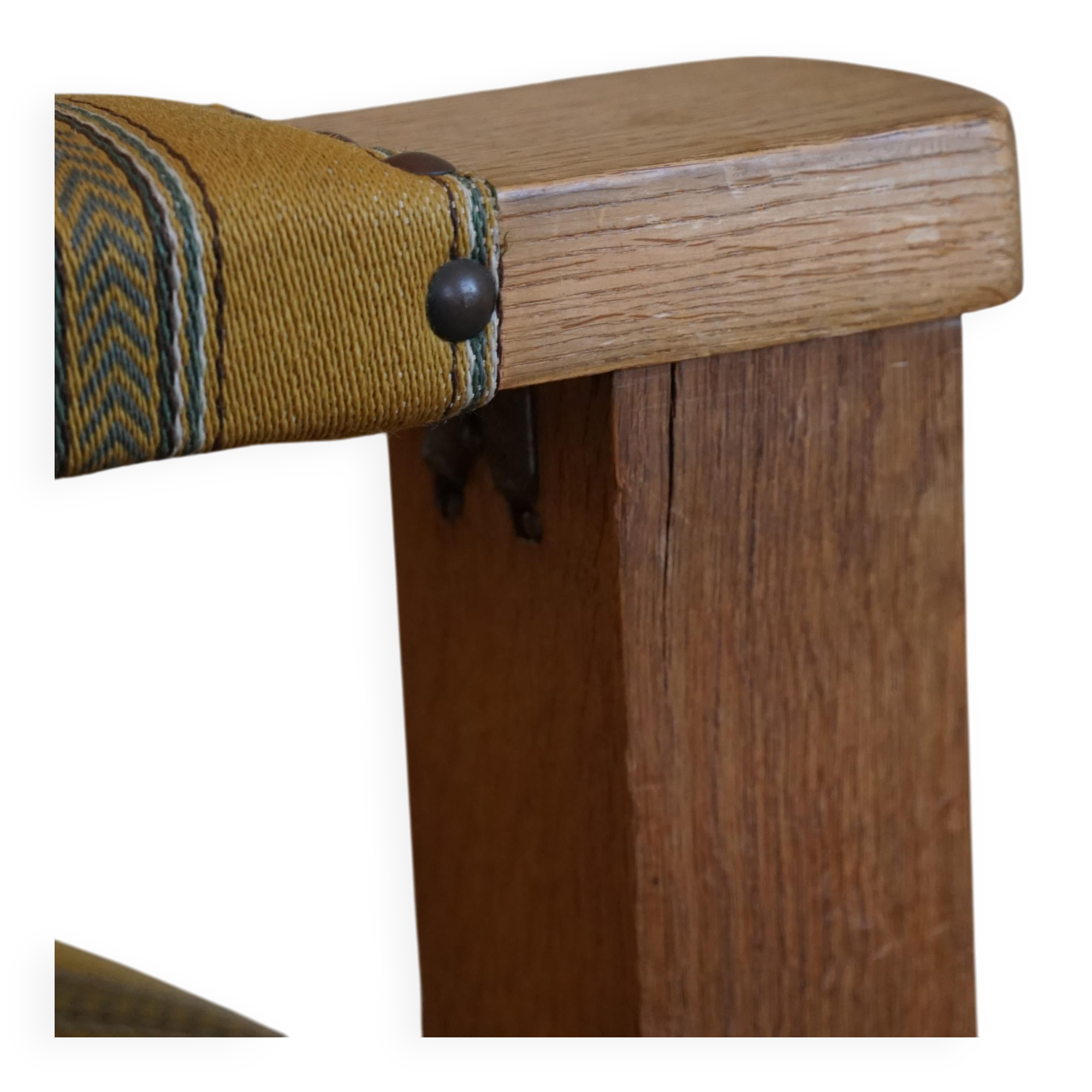 Pair of Art Deco armchairs in oak and fabric, Danish cabinetmaker, 1940s